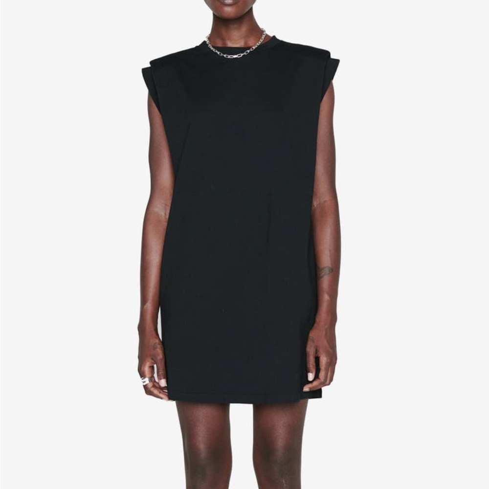 Anine Bing Tanner Sleeveless Shoulder Pad Organic Cotton Dress